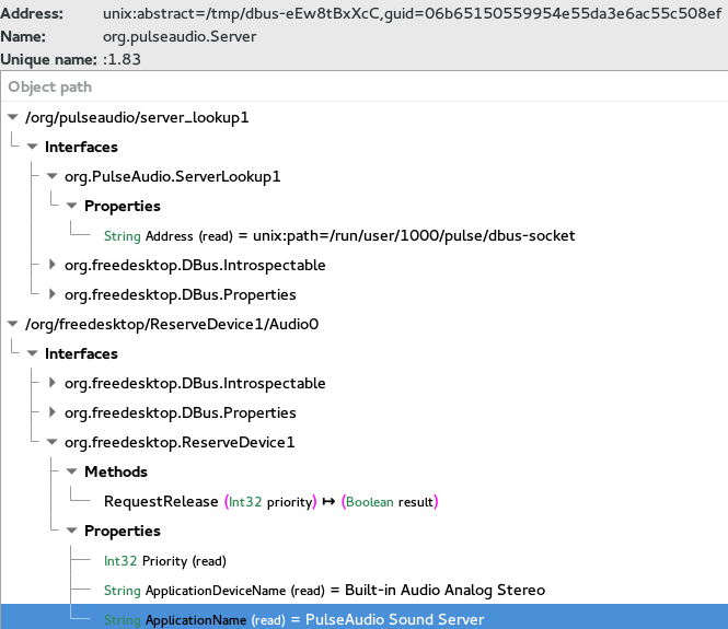 PulseAudio D-Bus API